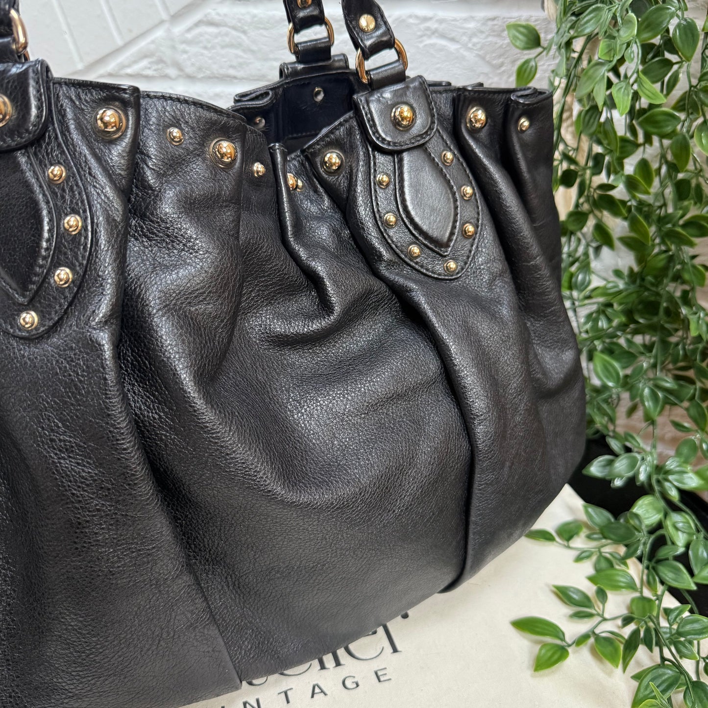 Gucci 1990s Oversized tote with Gold Studs