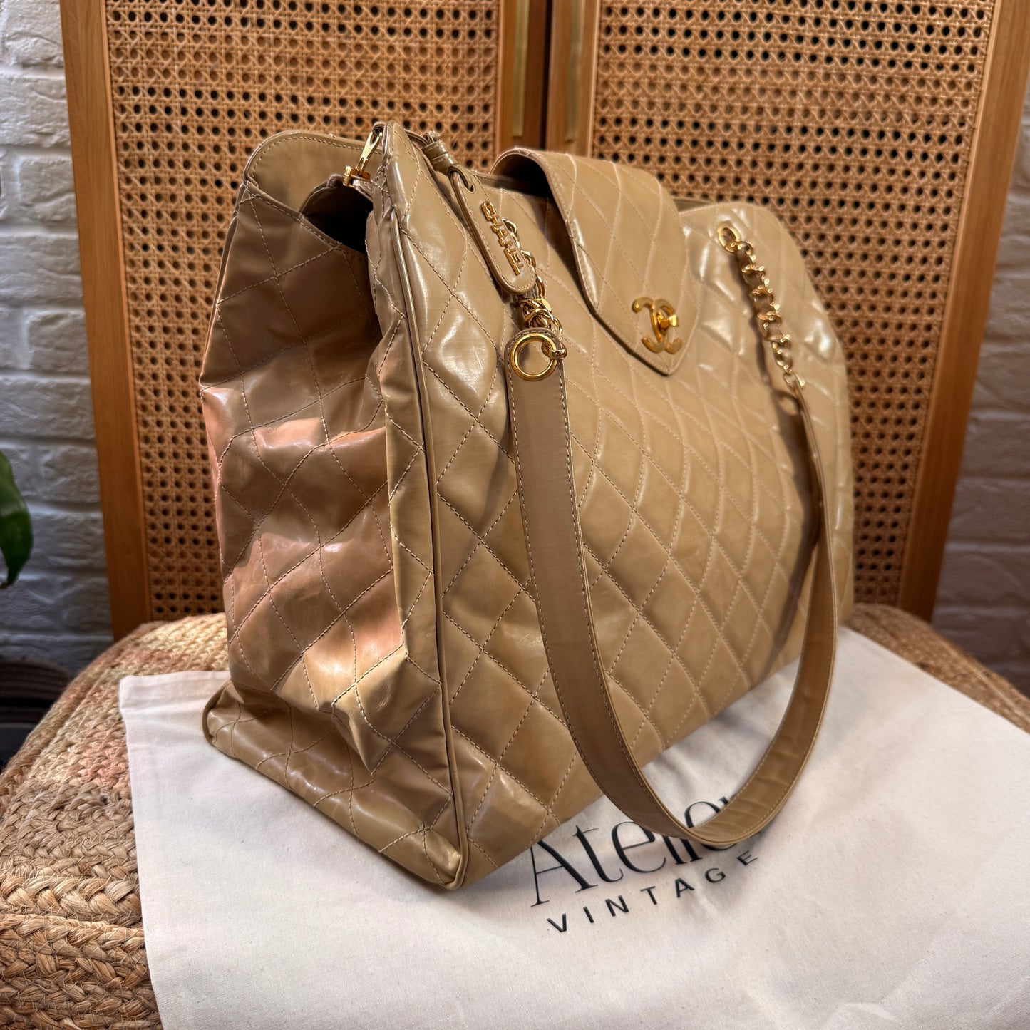 Chanel 1995 XXL Super Model Tote with Turnlock