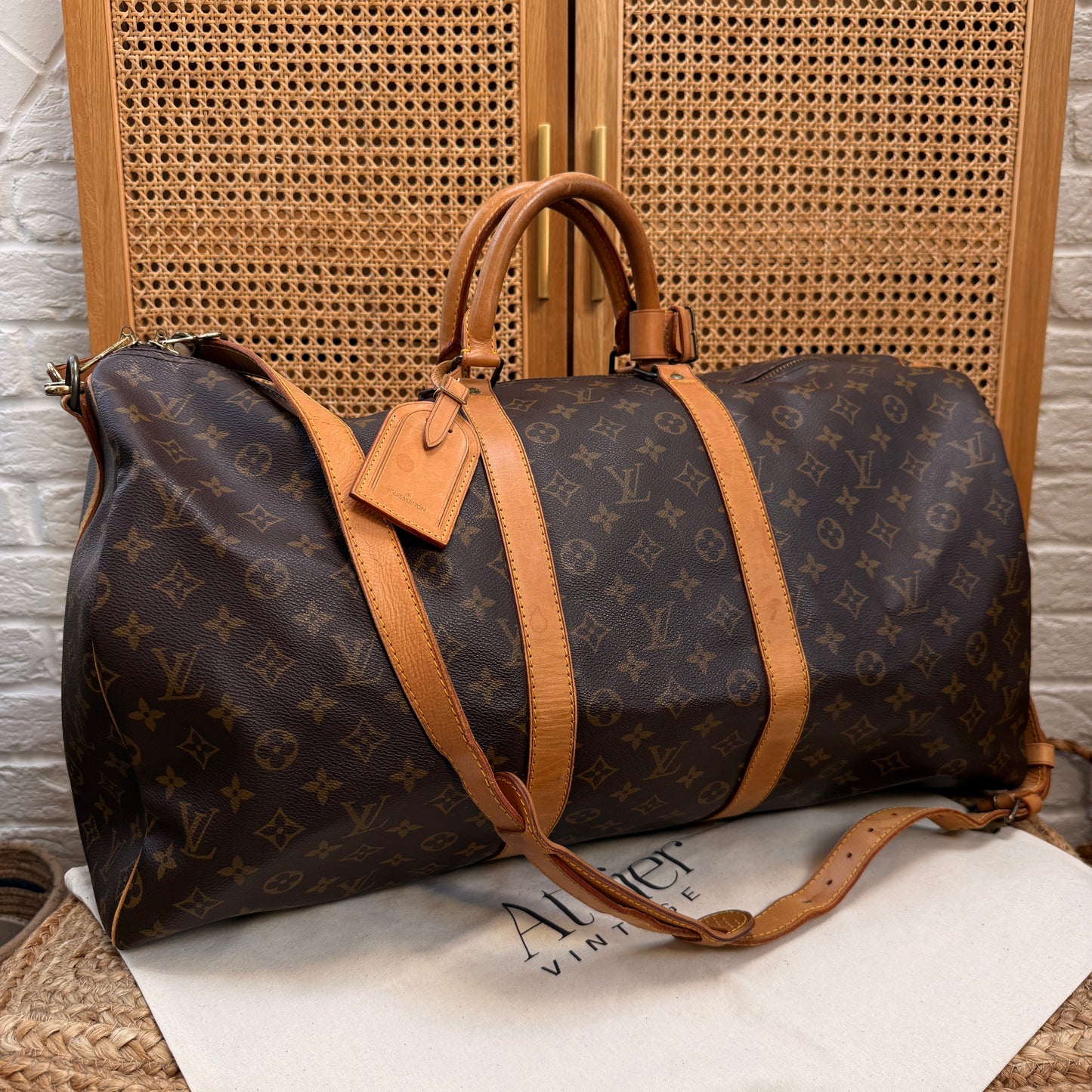 Louis Vuitton 1990 Keepall Bandoulier 50 with luggage tag & handle strap