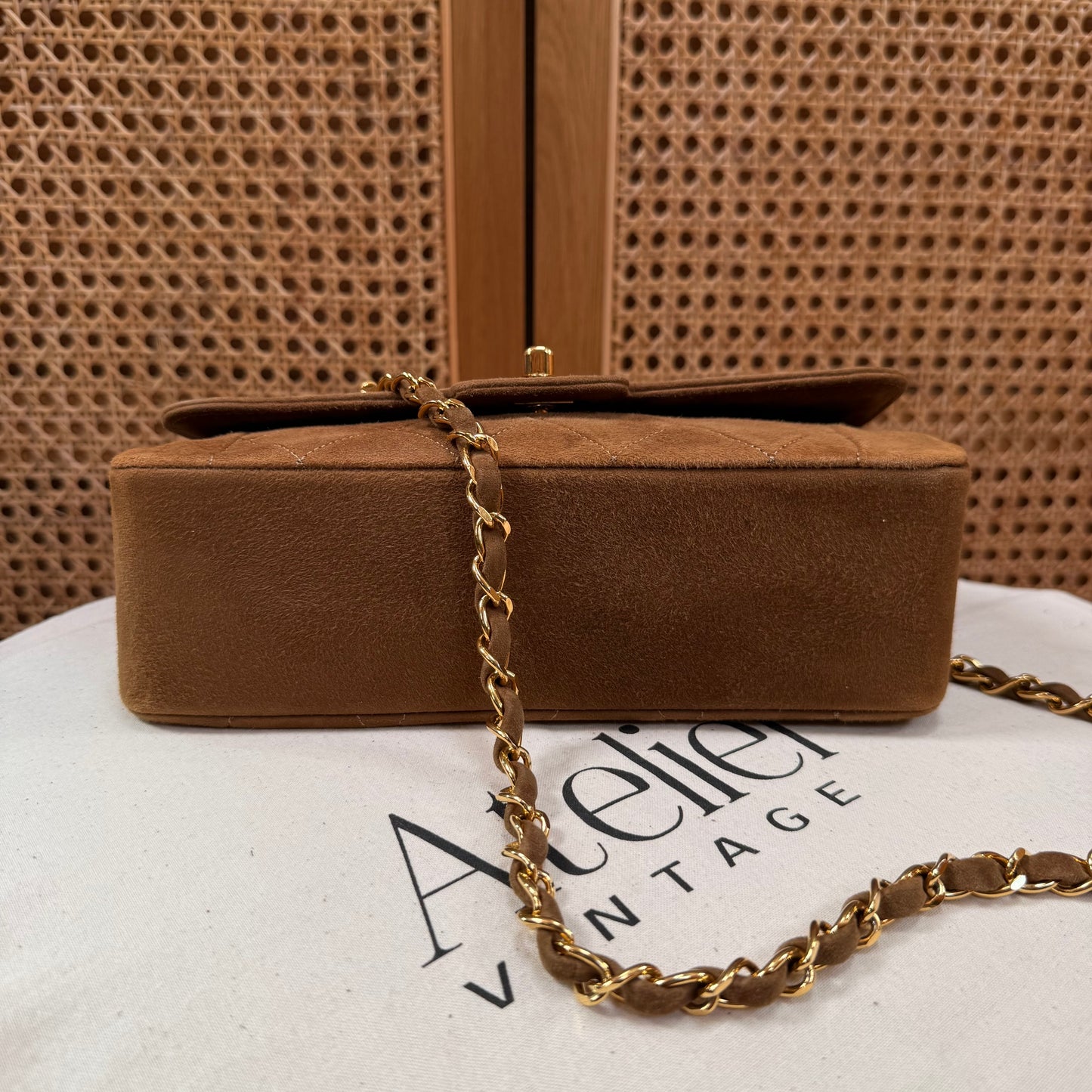 Chanel 1989 Super Rare Tan Suede Single Flap