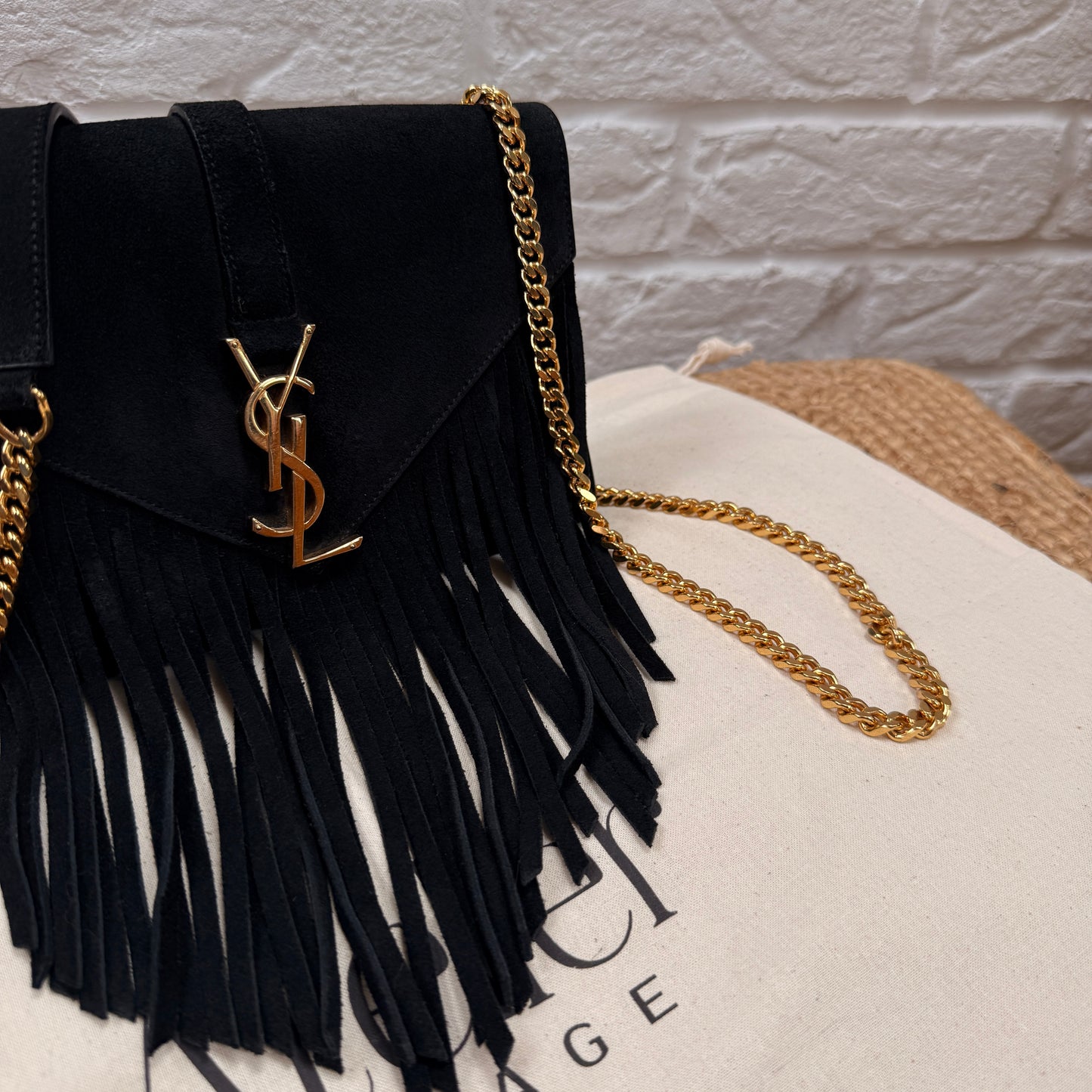 Saint Laurent Rare 2015 Envelope Suede Fringe