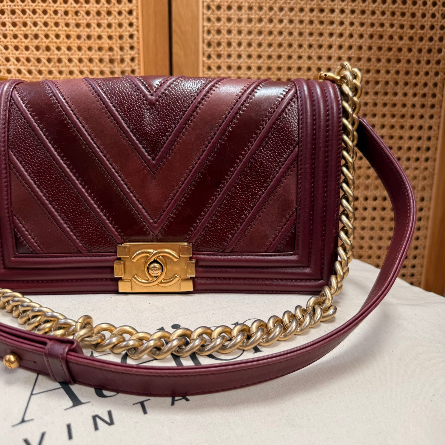 Chanel Rare 2016 Bordeaux Le Boy in Caviar mix