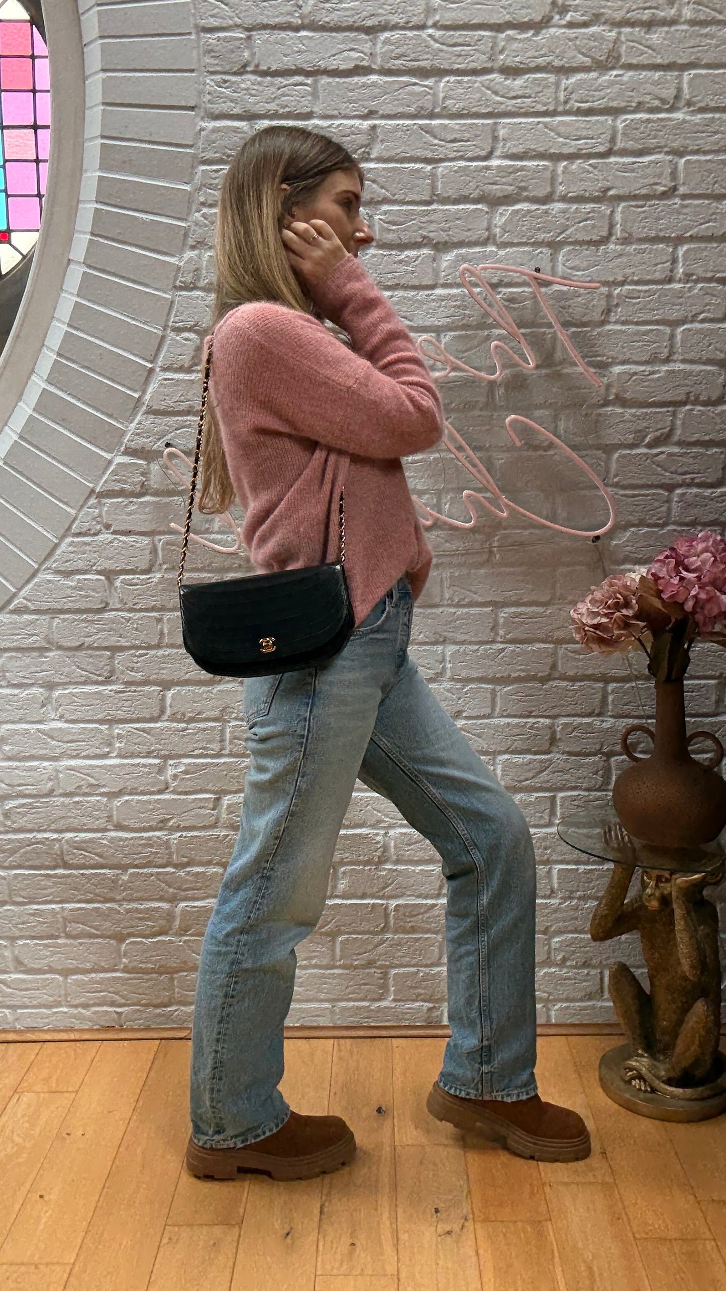 Chanel Early 1980s Quilted Half Moon CC Turnlock Single Flap