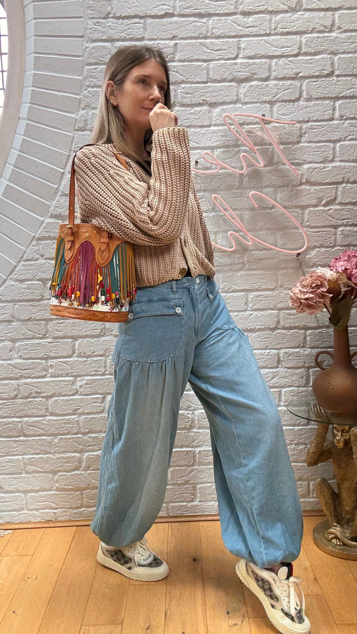 Louis Vuitton 2006 ULTRA RARE Murakami Suede and Beaded Fringe Bucket Bag