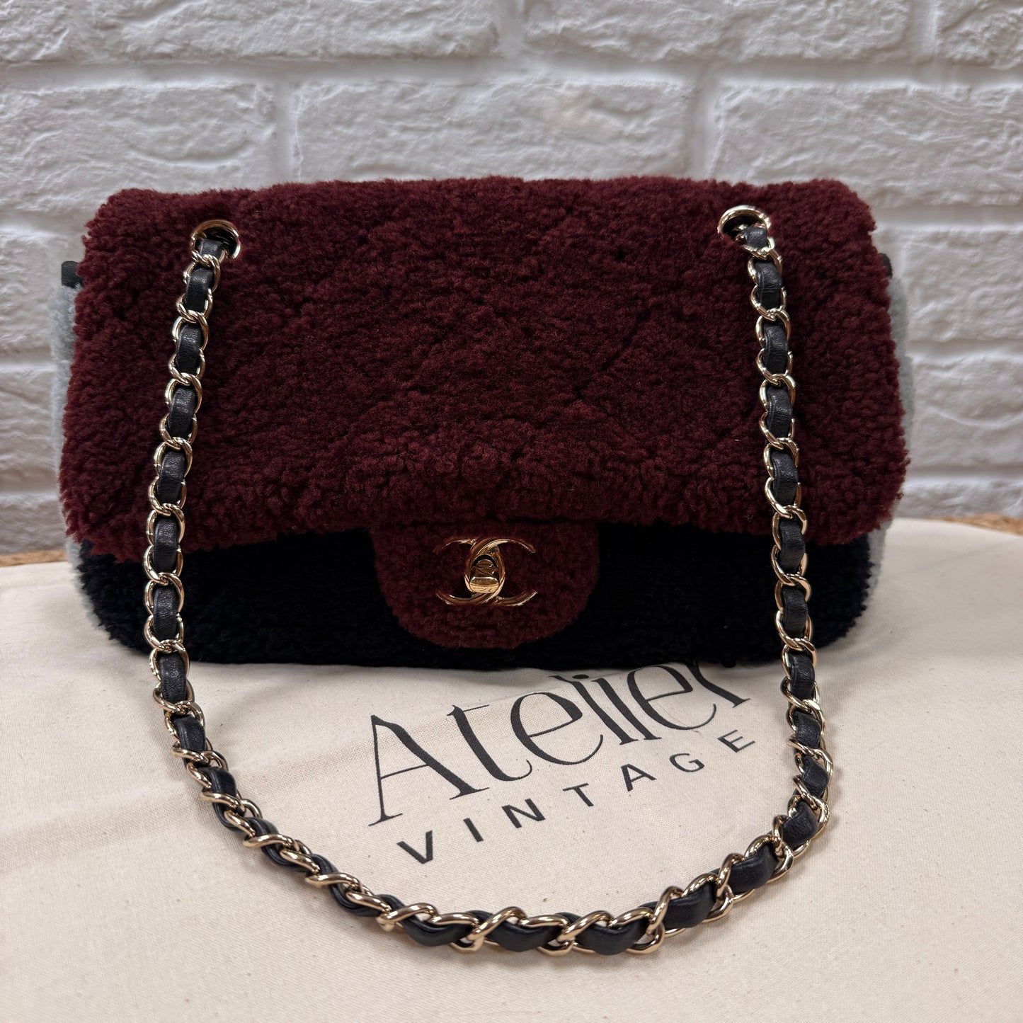 Chanel 2019 Shearling Tri Color Single Flap