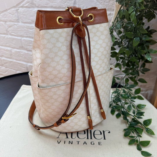 Celine 1990s Beige Macadam Bucket Bag