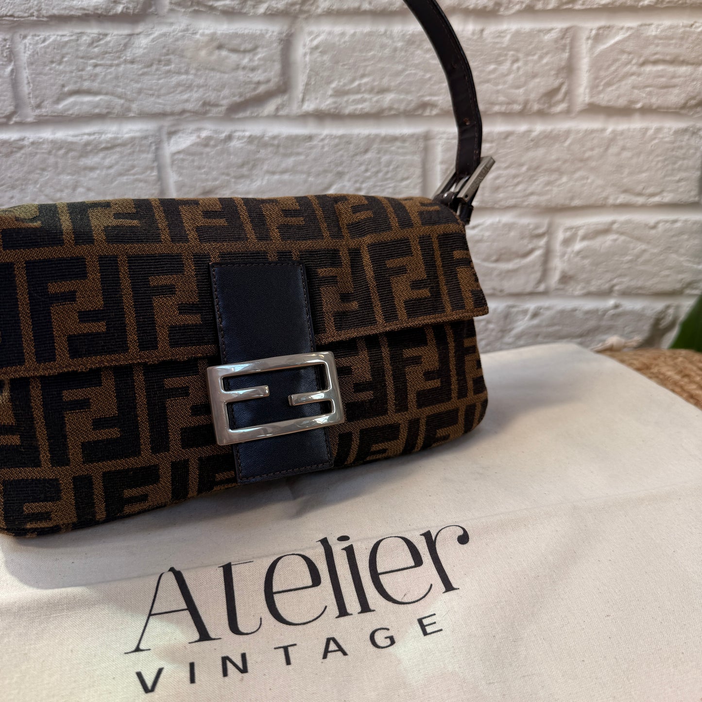 Fendi 1990s Original Baguette in Brown Zucca Print Canvas
