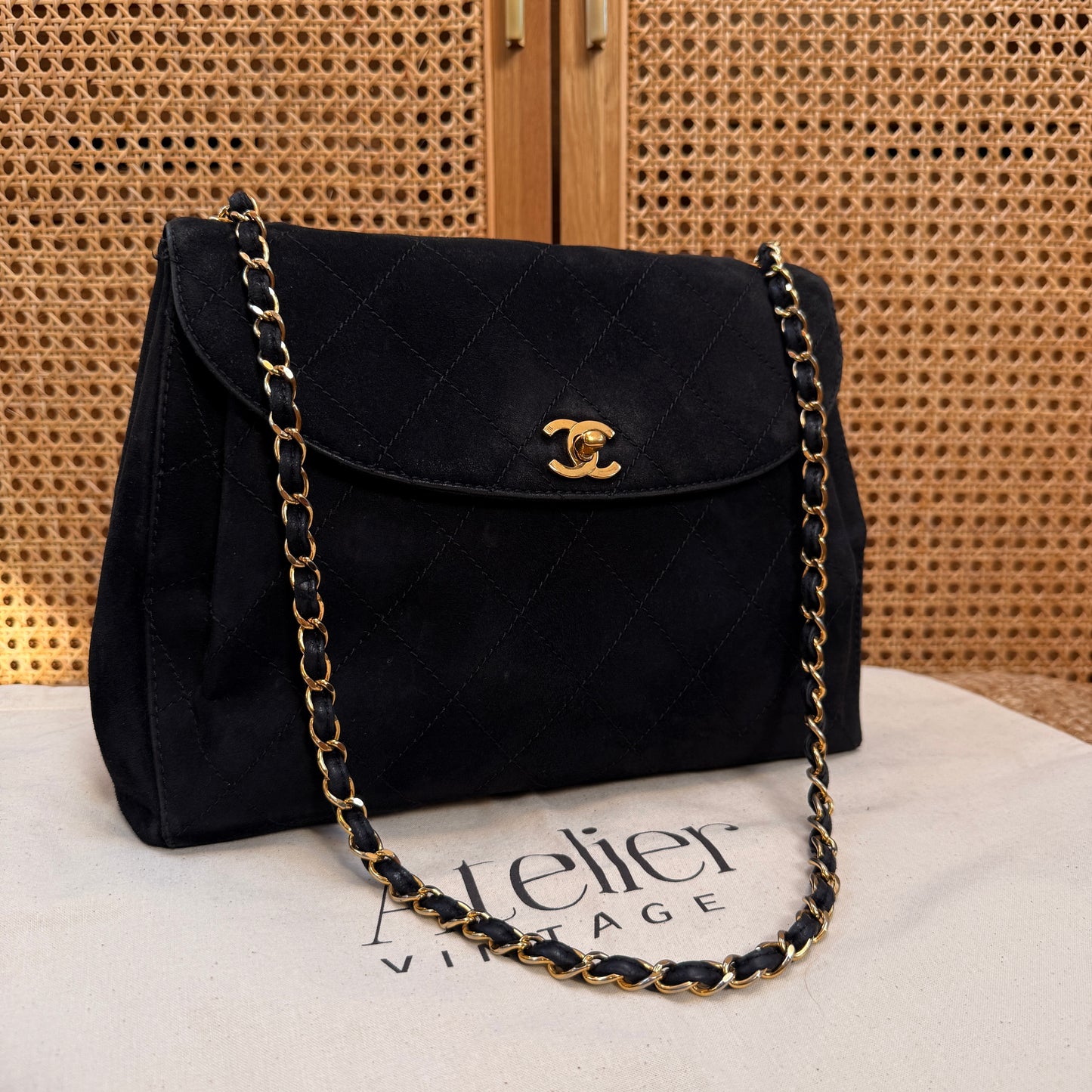 Chanel Rare 1997 Large Suede Single Flap