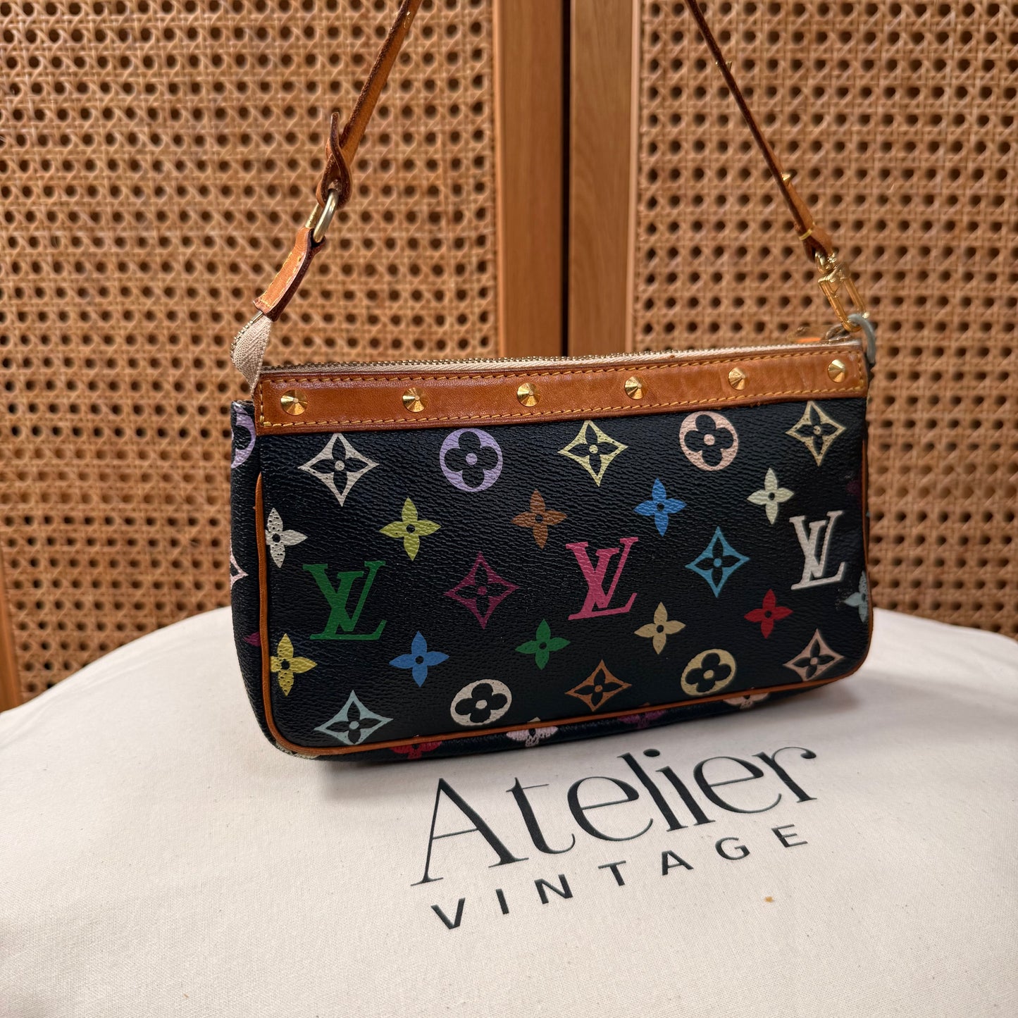 Louis Vuitton 2003 Original Murakami Black Pochette Accessoires