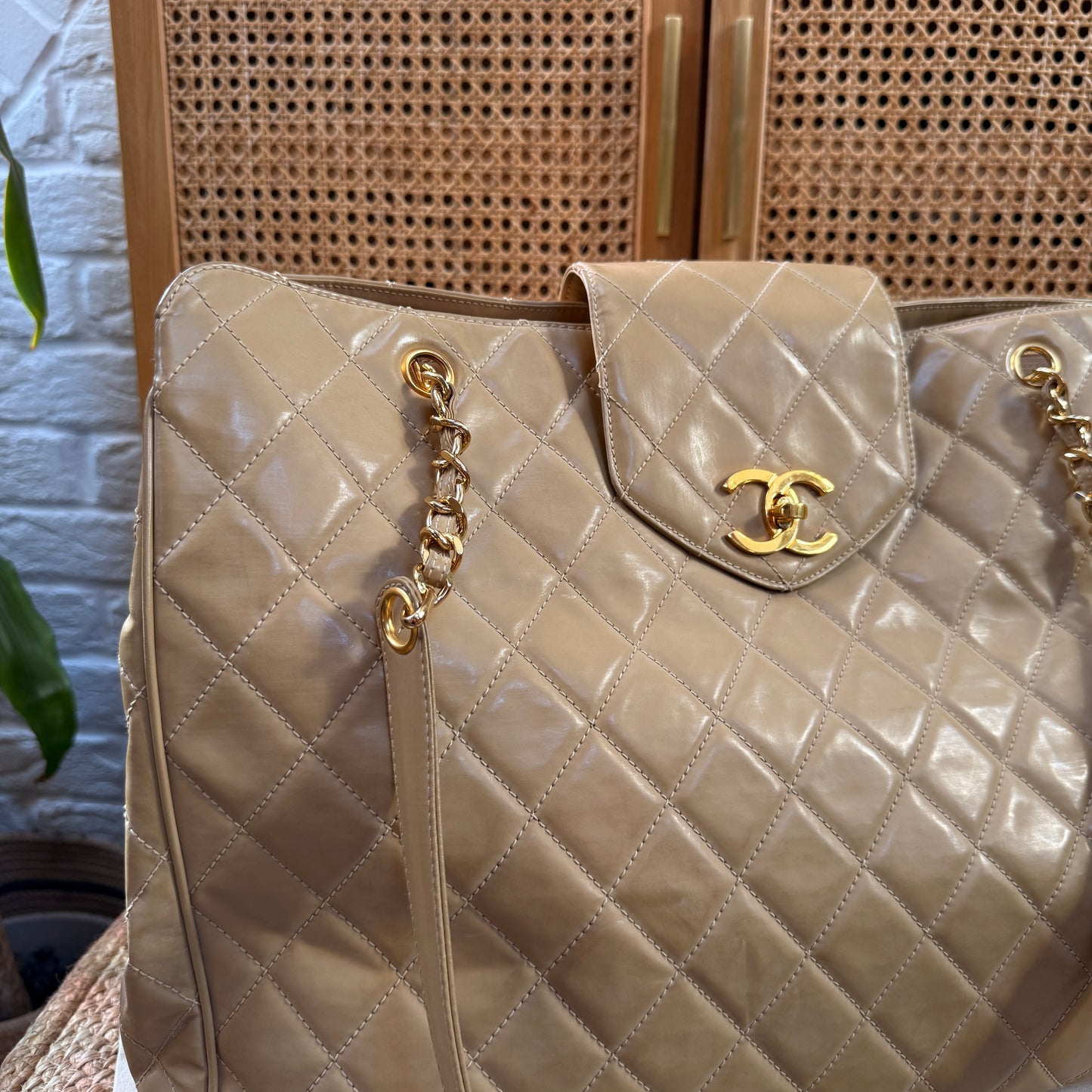 Chanel 1995 XXL Super Model Tote with Turnlock