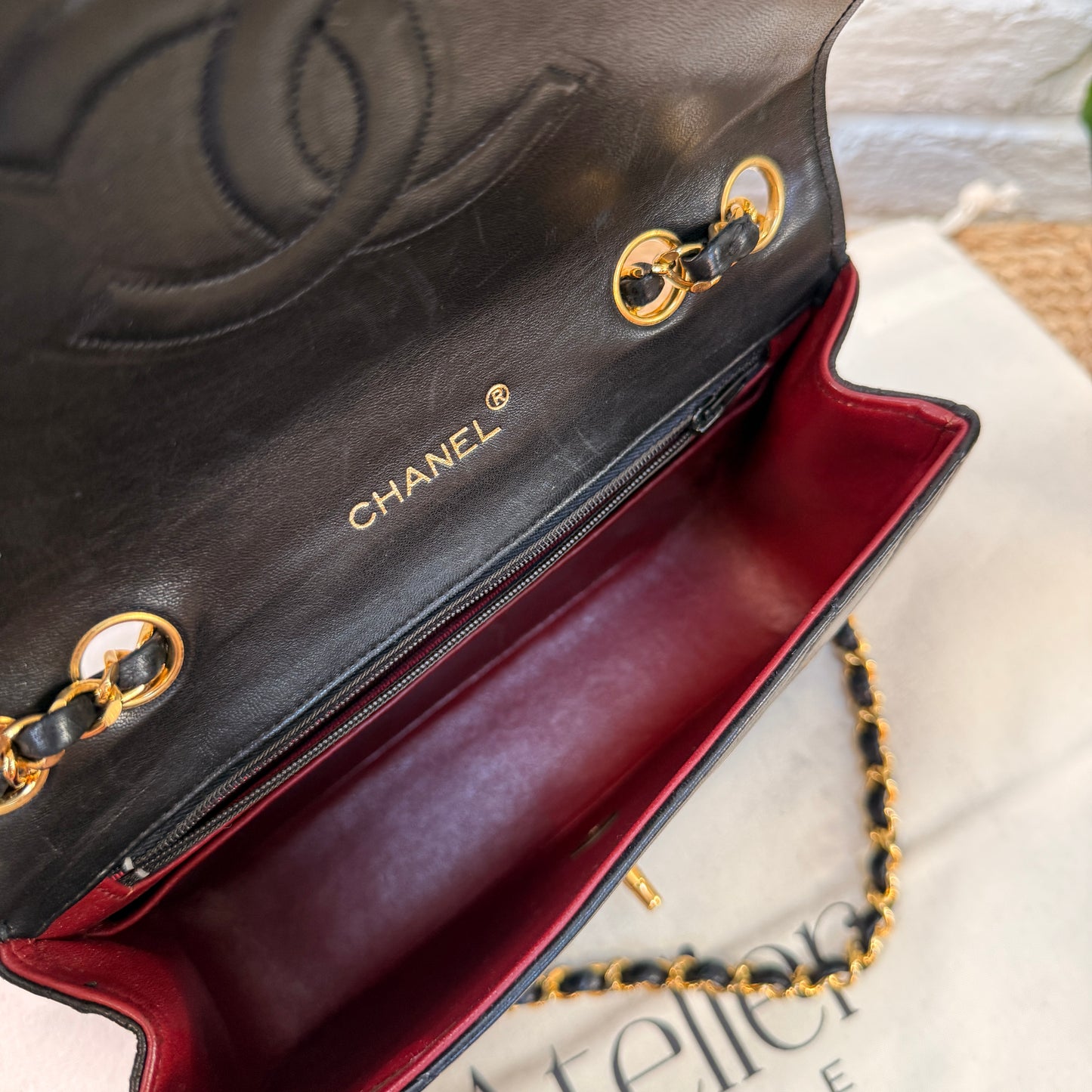 Chanel 1986 Rare Black Half Moon Quilted single flap