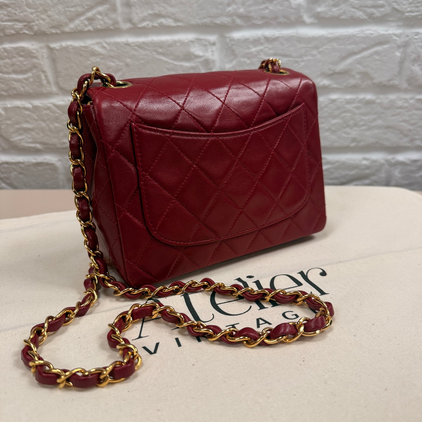 Chanel 1994 Rare Red Classic Single Flap Square Small