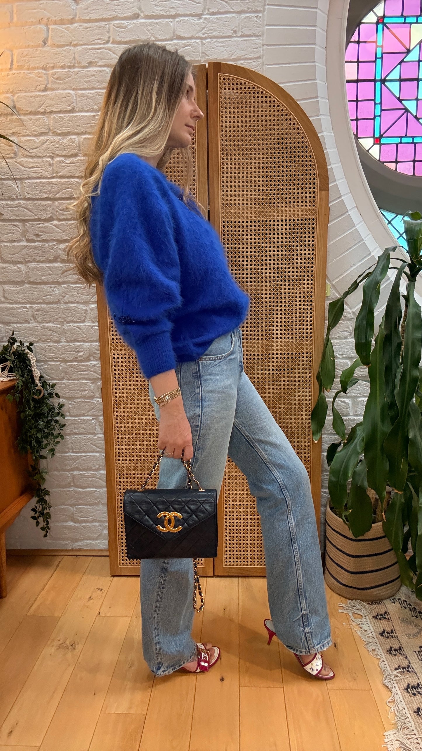 Chanel 1989 Rare Navy Jumbo CC Envelope Flap