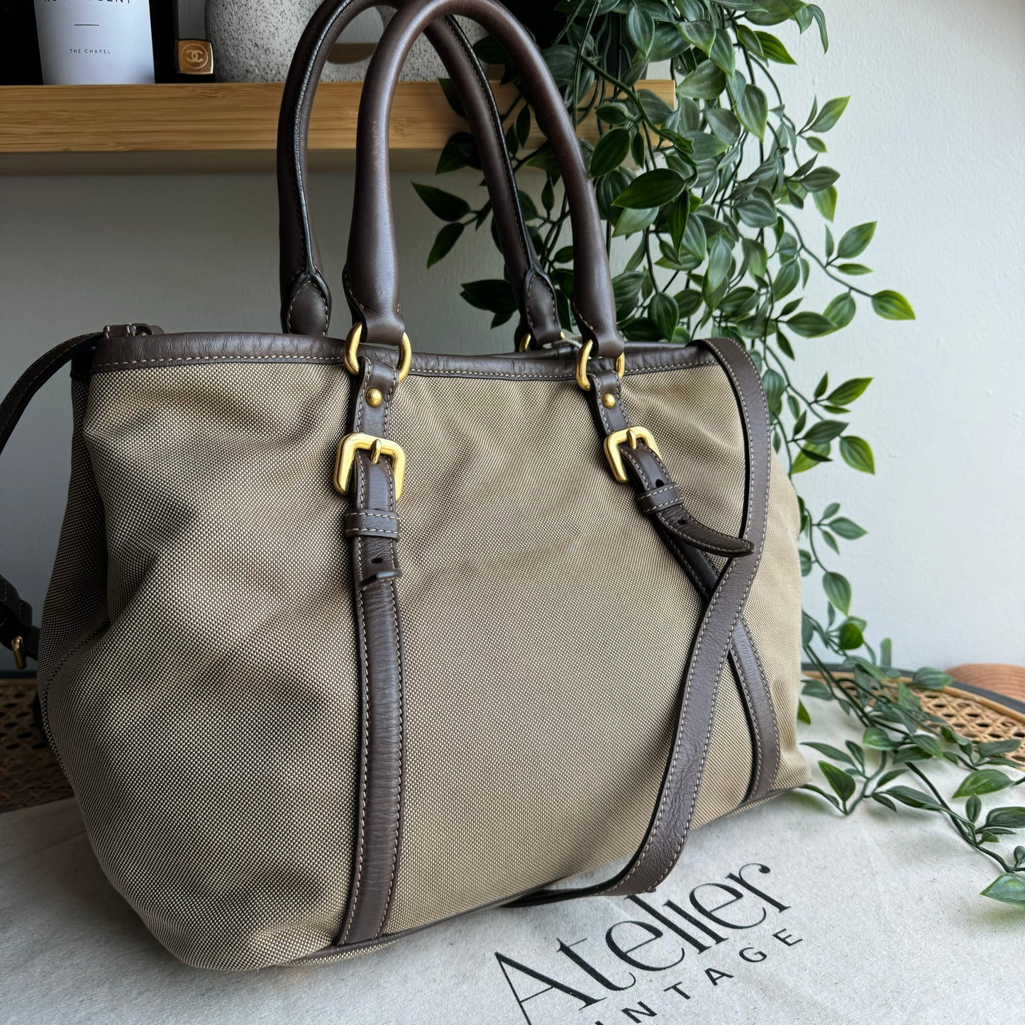 Prada Vintage Canvas Two Way Tote