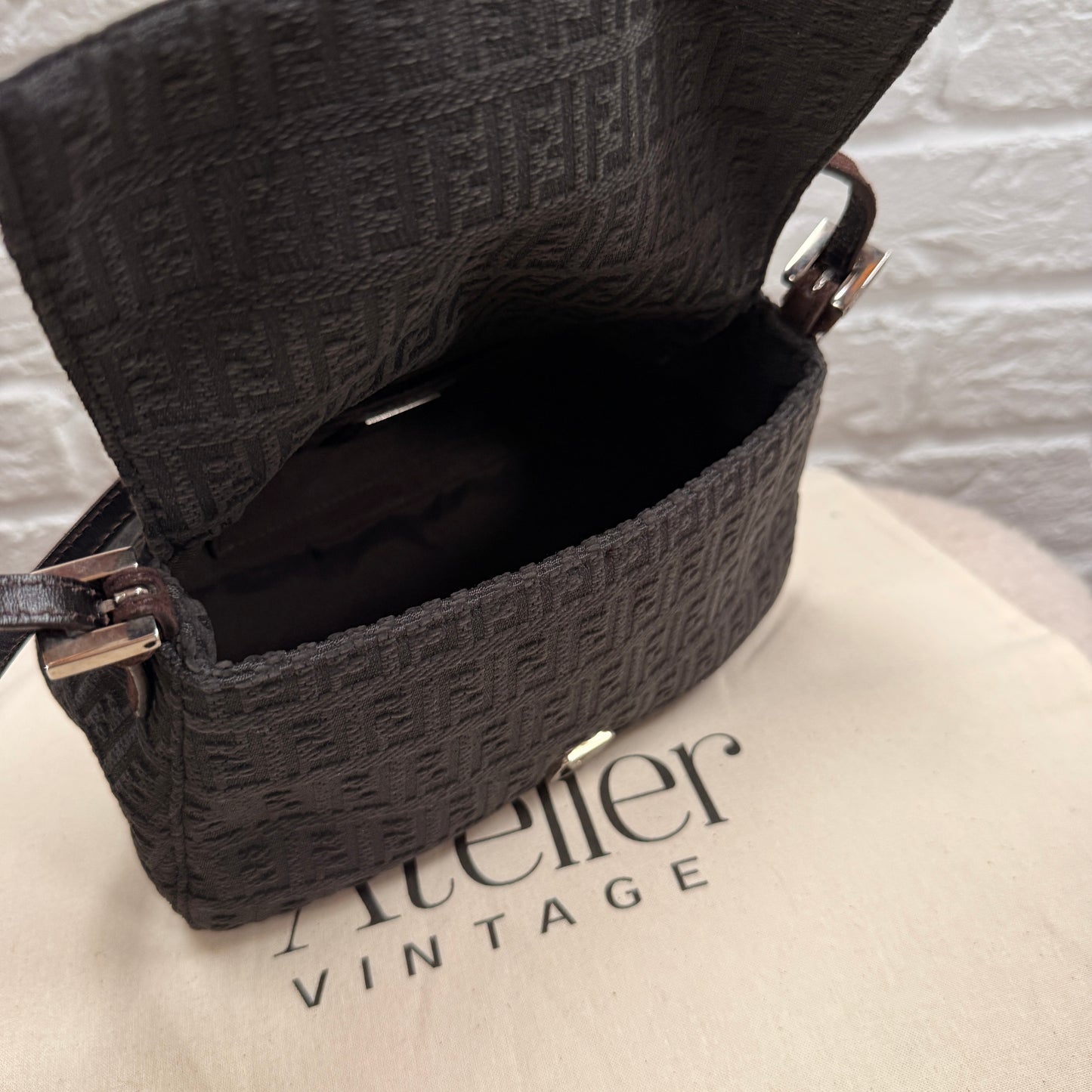 Fendi 1990s Rare Fendi Mini Mamma Baguette in grey & Brown suede