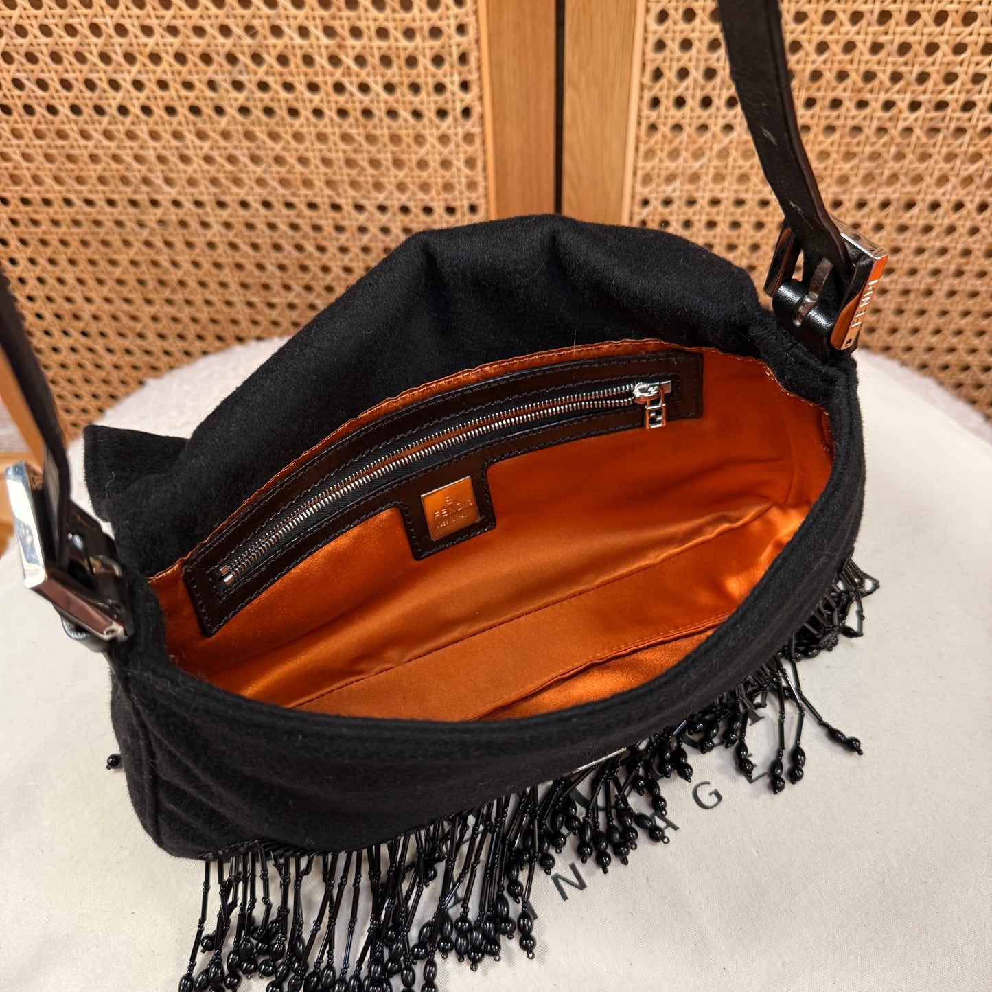 Fendi 2002 Rare Fendi Baguette Black - Limited edition Cashmere and waterfall glass beads