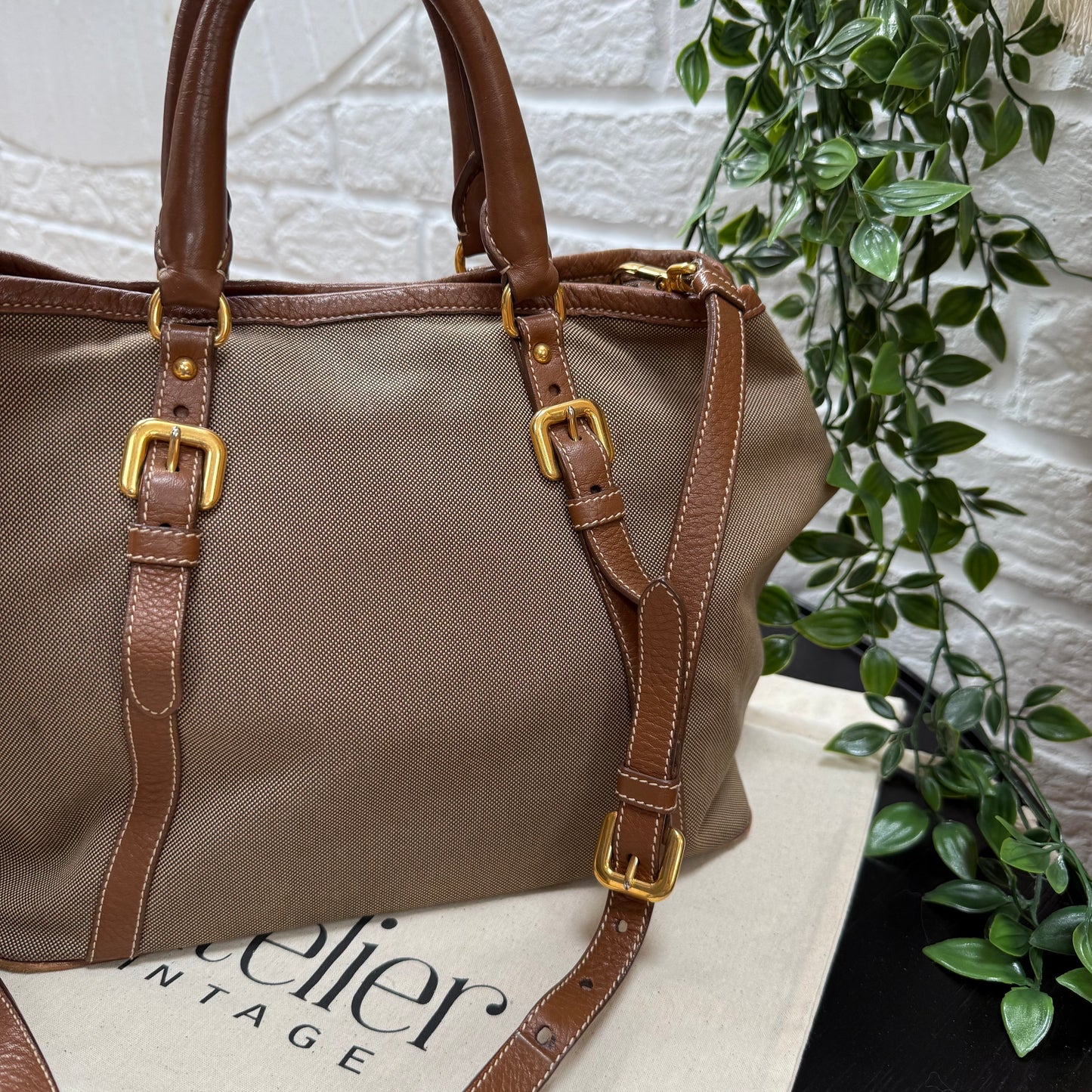 Prada 1990s Canapa Two Way Tote