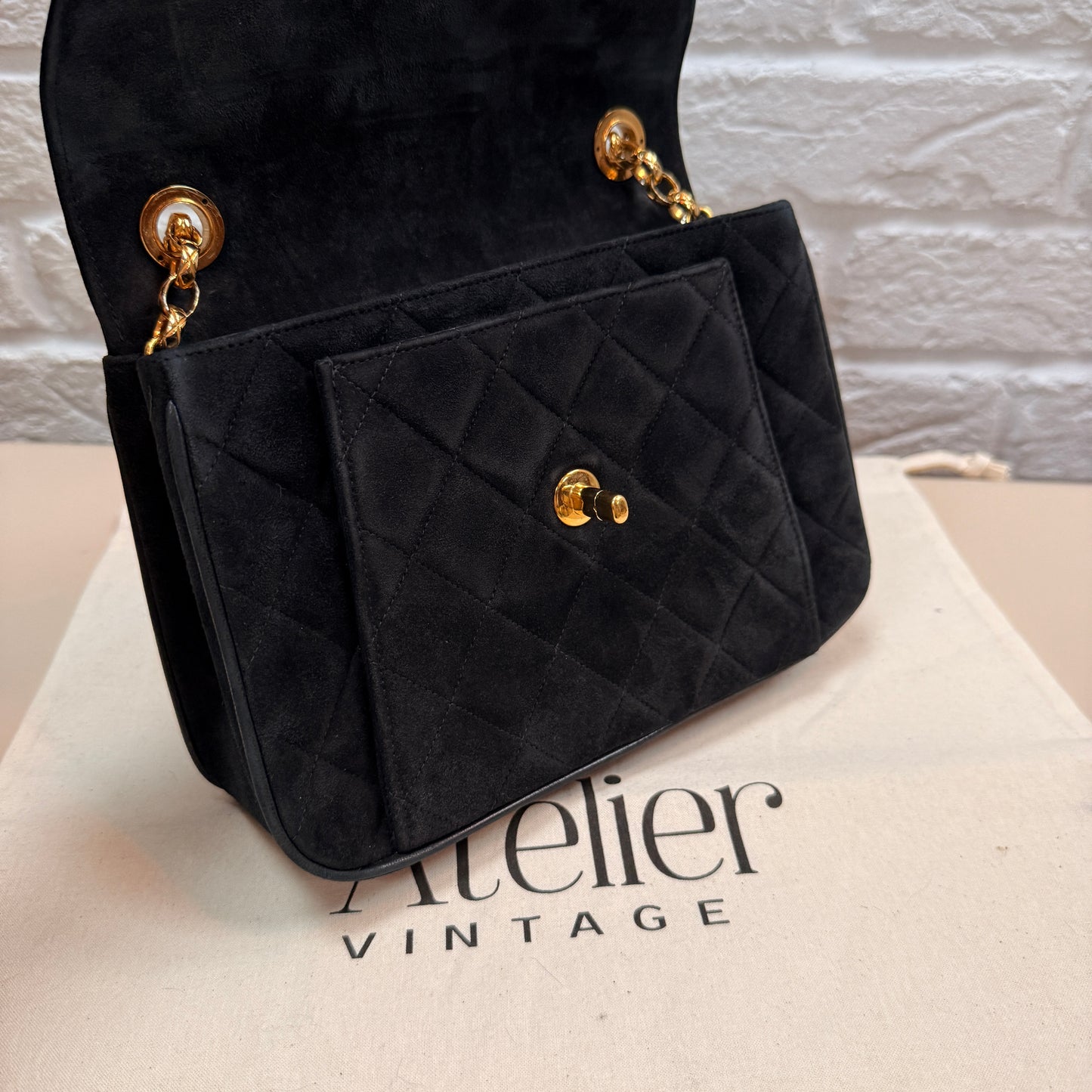 Chanel 1980s Ultra Rare Limited Edition Bijoux Chain in Black Suede and 24k Hold Hardware