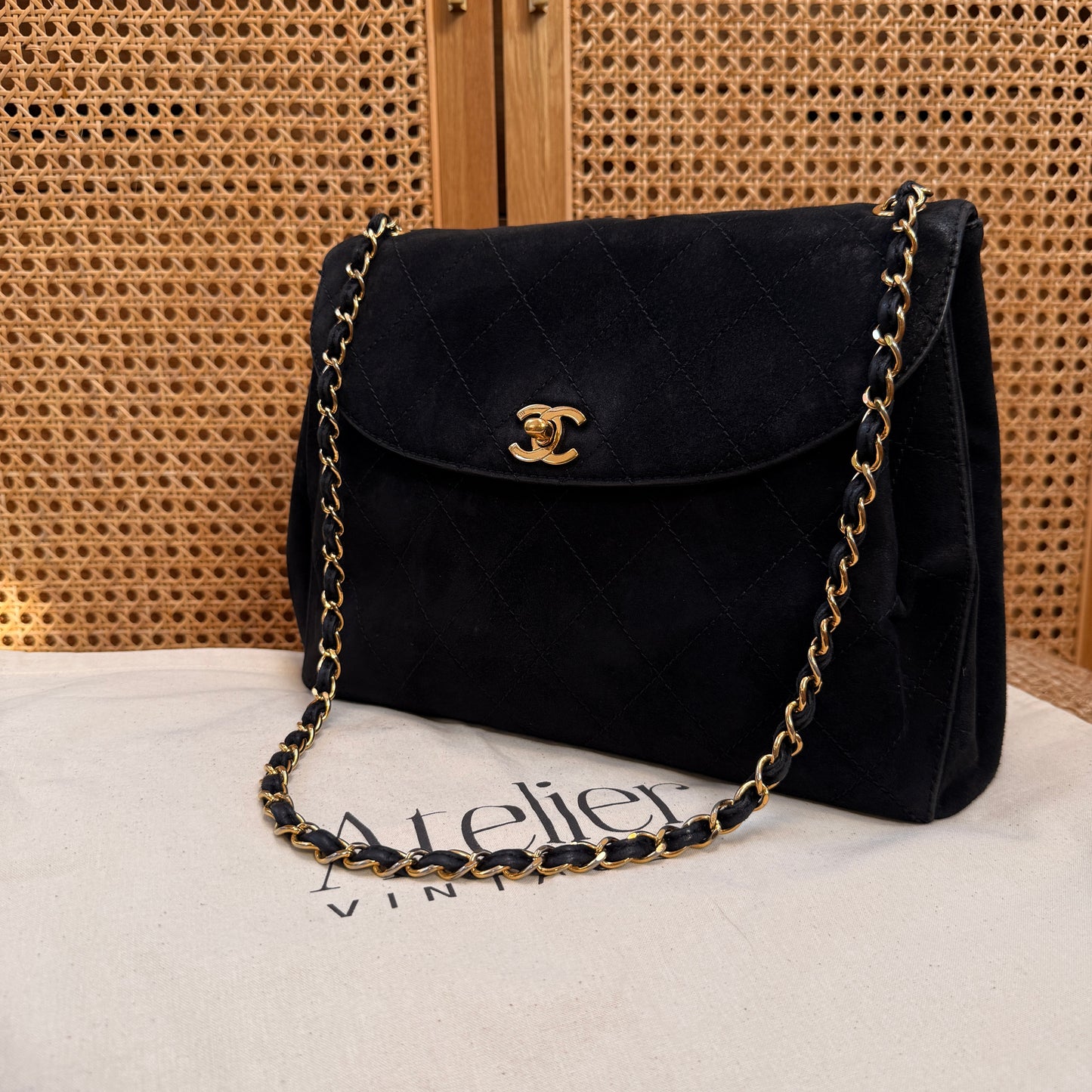 Chanel Rare 1997 Large Suede Single Flap